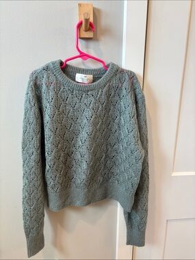 H&M Girls Lightweight Sage Knit Crewneck Sweater